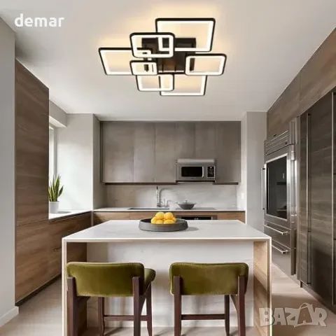 LED плафон със 7 квадрата, 90 × 76 × 12 см, дистанционно и димиране, снимка 5 - Други стоки за дома - 56011789