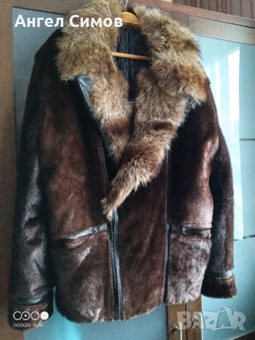 Луксозно кожено палто от тюлен с яка от бобър – уникат, ръчно шито яке, снимка 8 - Якета - 53041607
