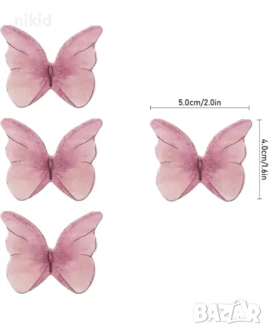 12 бр розови сини ядивни ядливи пеперуди вафлена хартия за консумация украса на торта и мъфини, снимка 8 - Други - 47198602