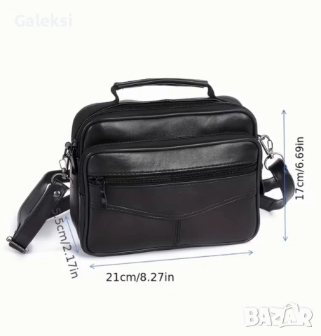 Стилна правоъгълна бутикова чантичка с дръжка /Черна естествена кожа!, снимка 4 - Чанти - 53460826