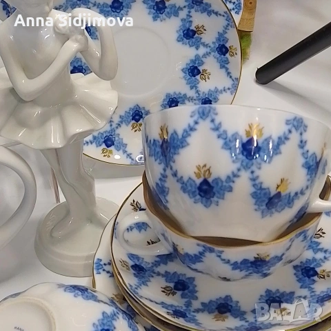 Руски порцелан ЛФЗ сервиз за чай , снимка 4 - Сервизи - 53087326