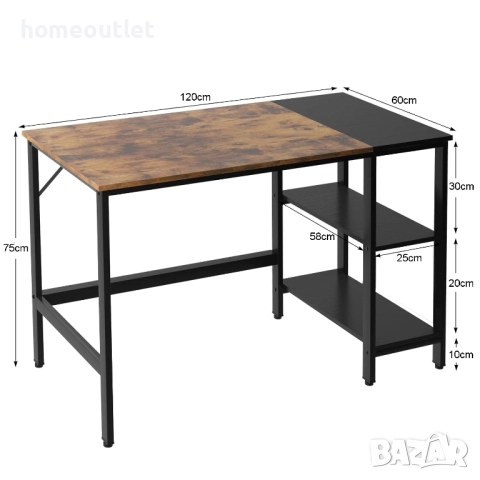 ПРОМОЦИЯ Бюро с рафтове за съхранение - 120 см, метална конструкция и ПДЧ плот CXYM-PB001B-120, снимка 6 - Бюра - 52710071