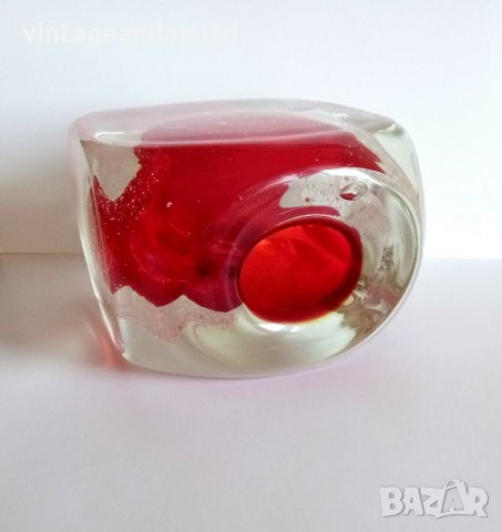 Стара колекционерска ваза, арт декор духано стъкло, снимка 5 - Вази - 35605271