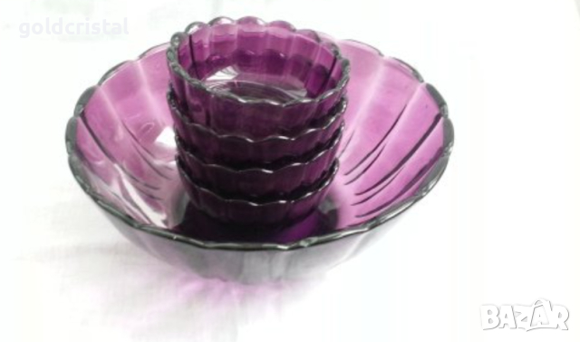 Стъклени купи цветно лилаво стъкло, снимка 7 - Антикварни и старинни предмети - 17710124