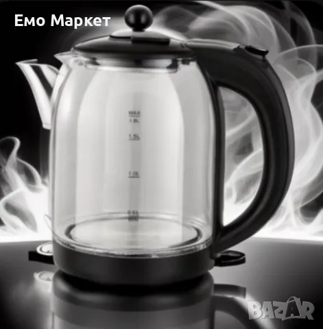 Електрическа кана Rosberg, 1800W, 1.8 л, стъклена, Черен. Гаранция 24 месеца , снимка 3 - Кани - 49451929