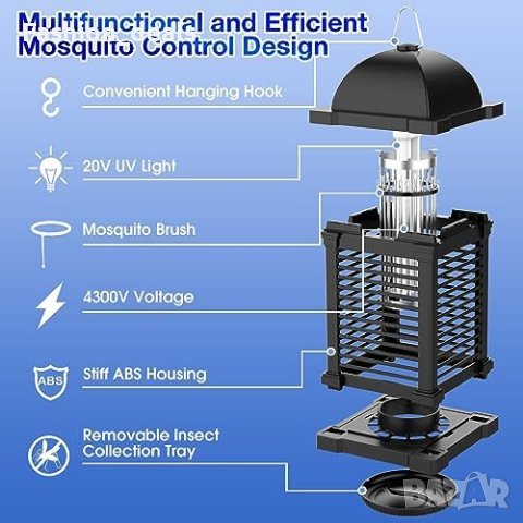 Нова Електрическа лампа за унищожаване комари мухи Водоустойчива , снимка 3 - Други стоки за дома - 42534230