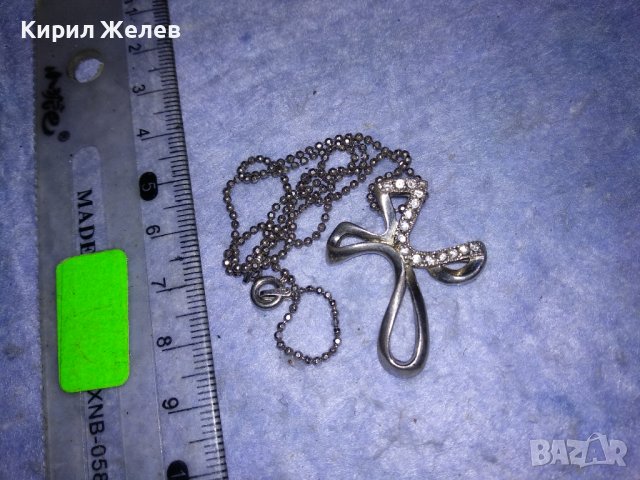 АЖУРЕН СРЕБЪРЕН ФЕШЪН АРТ КРЪСТ СРЕБРО 925 с КРИСТАЛИ и СРЕБЪРНА СРЕБРО 925 ФИНА ВЕРИЖКА 13600, снимка 4 - Колиета, медальони, синджири - 40555617