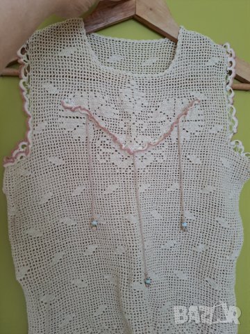 Дамска ръчно плетена блуза без ръкав уникат, снимка 3 - Блузи с дълъг ръкав и пуловери - 41584170