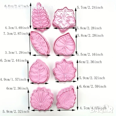 8 броя различни листа листо резци резец фондан декорация торта бисквитки тесто , снимка 4 - Други - 52876202