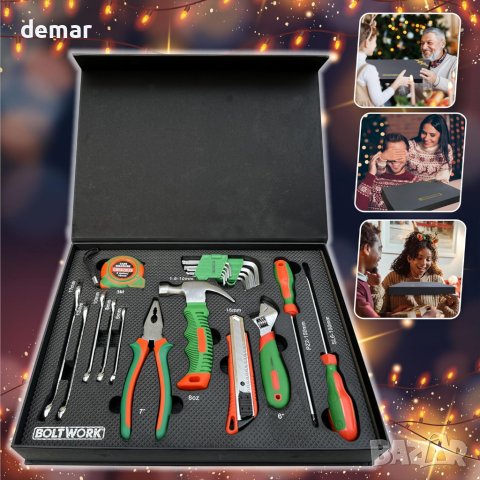 BOLTWORK 21 бр. Професионален комплект инструменти, подарък за мъж Направи си сам