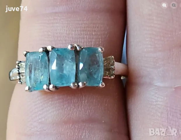 СРЕБЪРЕН ПРЪСТЕН С ГРАНДИДИЕРИТ (МАДАГАСКАР), снимка 4 - Пръстени - 56096547