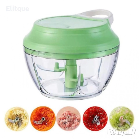 Механичен пластмасов ръчен чопър с въже за смилане на храна, снимка 4 - Други - 52862416