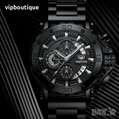 Спортен Черен Метален Мъжки Часовник 48 мм, снимка 5 - Мъжки - 40103127