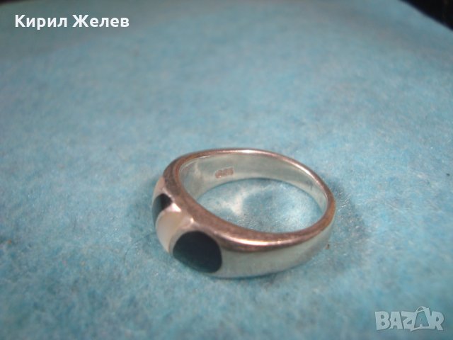 СТАР СРЕБЪРЕН ПРЪСТЕН СРЕБРО 925 АНГЛИЯ с ЧЕРЕН ШЛИФОВАН ОНИКС РЪЧНА АРТ ИЗРАБОТКА 25834, снимка 13 - Пръстени - 35747943