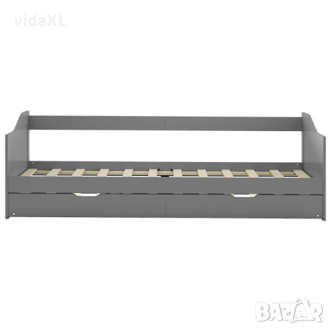 vidaXL Рамка за легло разтегателен диван сива борово дърво 90x200 см(SKU:283151), снимка 2 - Спални и легла - 53363705
