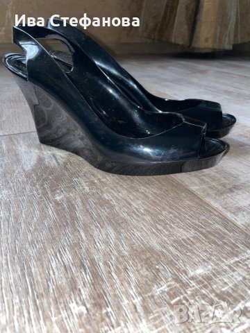 Нови черни летни силиконови обувки сандали на платформа италиянски Kartell, снимка 3 - Сандали - 40535344