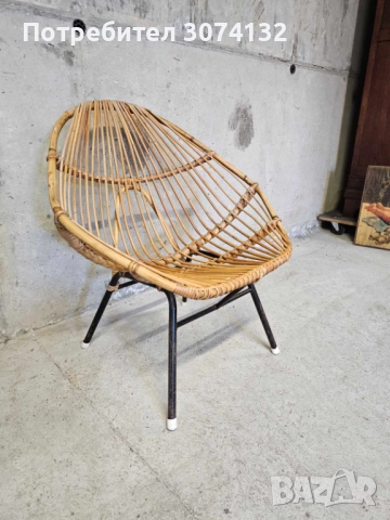 Скандинавско кресло от естествен ратан, снимка 3 - Дивани и мека мебел - 52147277