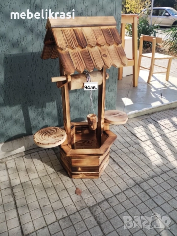 Малък декоративен кладенец с 2 поставки за цветя с височина 80 см.. , снимка 2 - Градински мебели, декорация  - 47902776