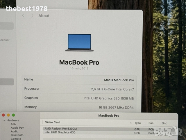 MacBook Pro 16 2019`Core i7-9750H/16GB RAM/512GB SSD/AMD 5300M/Бат 9ч, снимка 5 - Лаптопи за работа - 52617748
