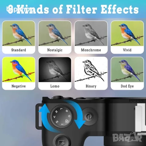 Цифрова фотокамера TEKXDD, 4K Vlog камера, 64GB SD, 18X увеличение, двойна камера предна и задна..., снимка 9 - Камери - 50542377