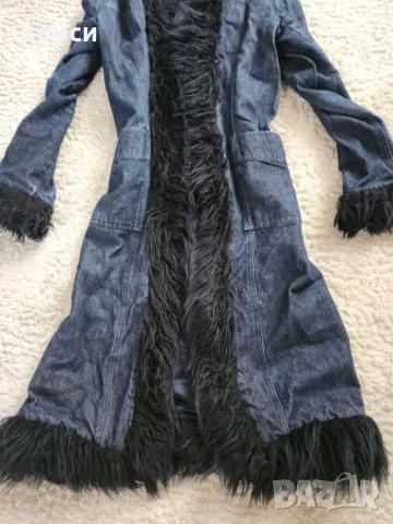 Дамско дълго дънково манто Only размер S , снимка 2 - Якета - 50424144