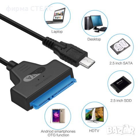 Адаптер от USB-C към хард диск STELS, Кабел, HDD, SSD, SATA, 2.5 инча, снимка 2 - Други - 41515782