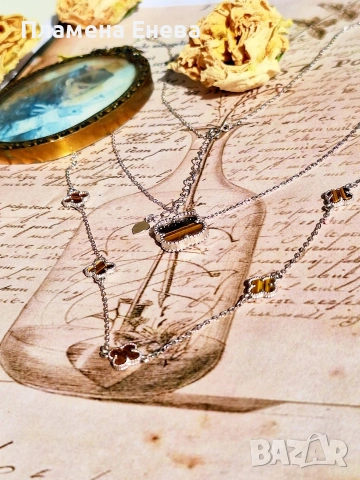 Колиета по модел на Van Cleef – сребърни бижута, снимка 7 - Колиета, медальони, синджири - 53744835