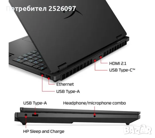 НОВ HP OMEN/15.3” 165Hz/i5-14450HX/RTX 5050 8GB/16GB DDR5/1TB, снимка 5 - Лаптопи за игри - 56173078