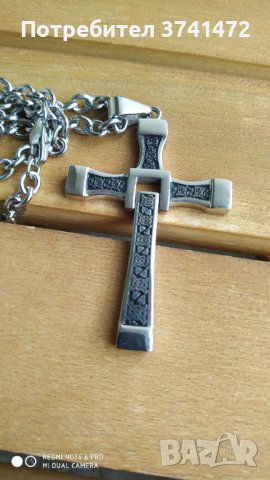 Колие с кръст, висулка с цвят черно и металик, снимка 6 - Колиета, медальони, синджири - 40804808