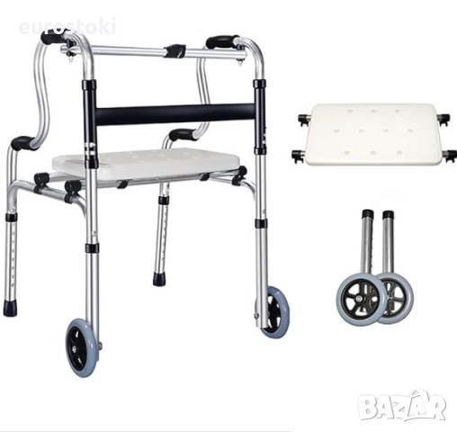 Проходилка с колела HEYOUTH, проходилка за възрастни хора, сгъваем ролатор с 2 колела и седалка