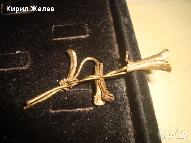 ВИНТИДЖ РЕТРО БРОНЗОВА ФЛОРАЛНА СТАРИННА БРОШКА - ЦВЕТЕ ПОЗЛАТЕНА 24447, снимка 5 - Антикварни и старинни предмети - 33866812