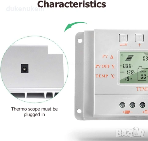 Интелигентен соларен контролер 10A, 12V/24V, PWM + MPPT, снимка 5 - Друга електроника - 53096275