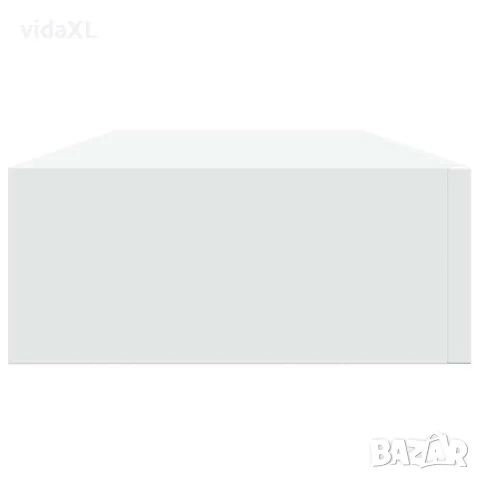 vidaXL Стенен рафт с чекмедже, бял, 60x23,5x10 см, МДФ, снимка 7 - Етажерки - 56146928
