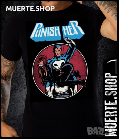 Черна тениска с щампа PUNISH HER