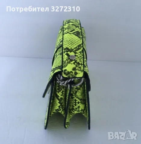 Дамска чанта с животински змийски принт неоново зелена, снимка 9 - Чанти - 56228448