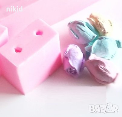 3D Роза 2 пъпки затворени пъпка силиконов молд форма фондан гипс шоколад декор