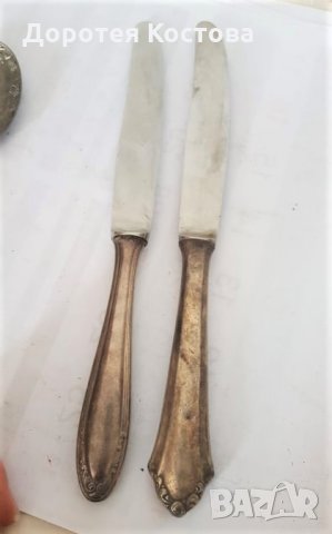 Стари посребрени прибори за хранене - ножове, снимка 1 - Антикварни и старинни предмети - 35972491