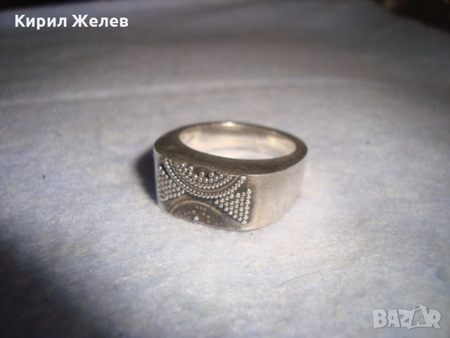 СТАР СРЕБЪРЕН АРТ ДЕКО ПРЪСТЕН ОКСИДИРАНО СРЕБРО 925 РЯДКА РЪЧНА МАЙСТОРСКА УНИКАЛНА ИЗРАБОТКА 25995, снимка 7 - Пръстени - 35975675
