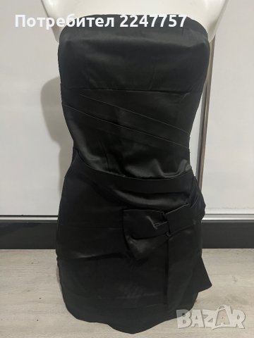 Къса черна сатенена рокля размер XS/S