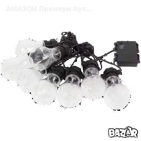 5,5 м LED Светлинна верига от 8 лампи/3 бр. батерии АА/топло-бяла светлина, снимка 2 - Лед осветление - 41341739