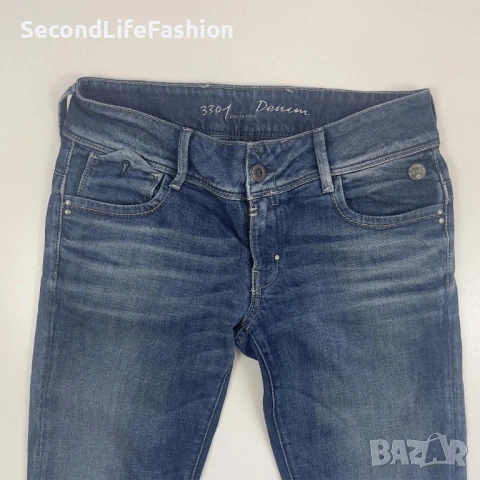 Дамски дънки G-Star Raw Slim RN 104506, тъмносини, размер 28x32, избелели, с ниска талия, снимка 3 - Дънки - 53047124