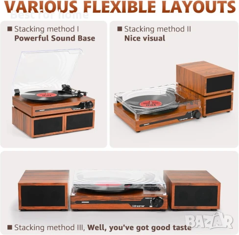 Преносим грамофон с външни високоговорители, снимка 9 - Грамофони - 51032499