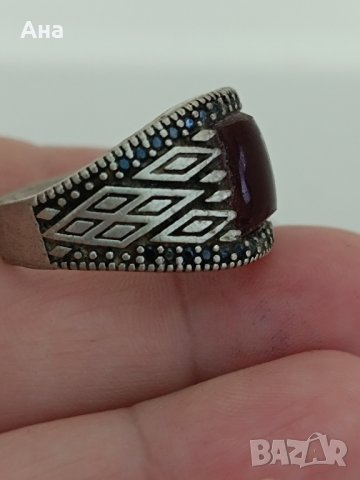 Красив сребърен пръстен маркиран # ДЖ, снимка 3 - Пръстени - 44321033