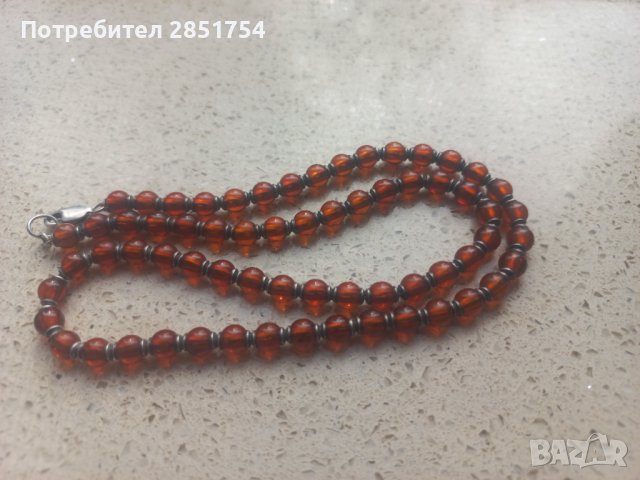 Гердан-броеница от сребро и червен балтийски кехлибар , снимка 8 - Антикварни и старинни предмети - 42702595