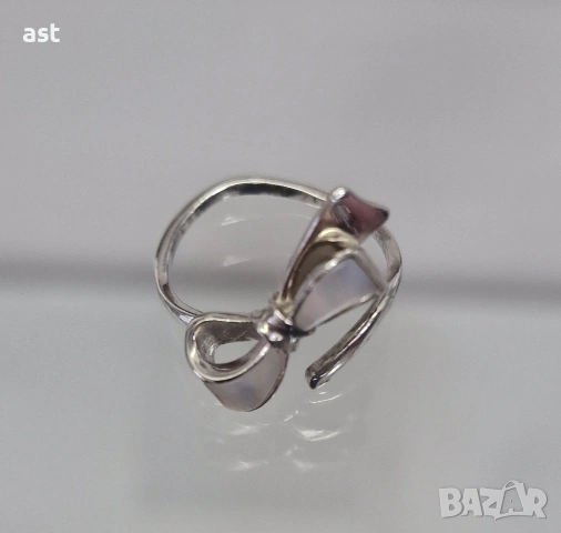 сребърен пръснен панделка, снимка 2 - Пръстени - 53633229