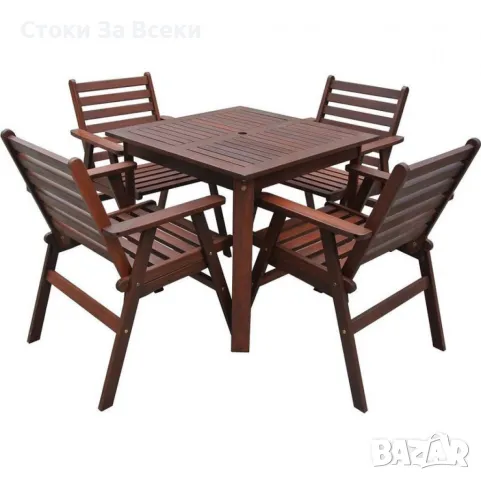 Градински комплект Tirora Muhler Meranti - 5 части от масивно дърво за стил и уют на открито, снимка 1