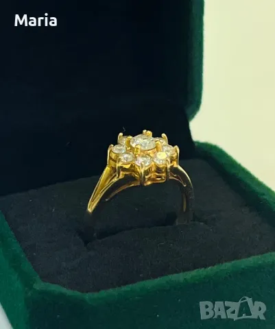 Дамски пръстен жълто злато и брилянти, снимка 5 - Пръстени - 49970698