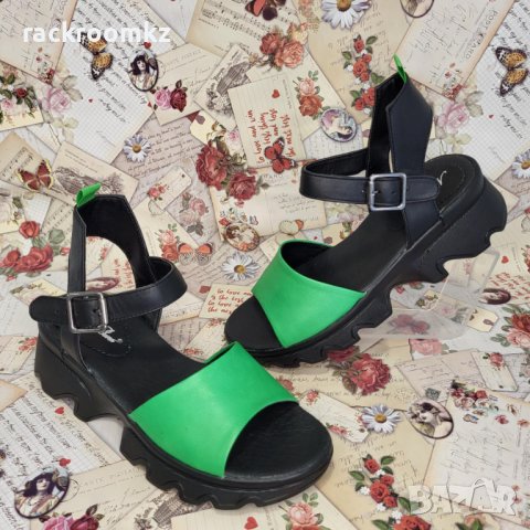 Дамски сандали от естествена кожа в актуален зелен цвят модел: 226206 nero/green, снимка 2 - Сандали - 41520645