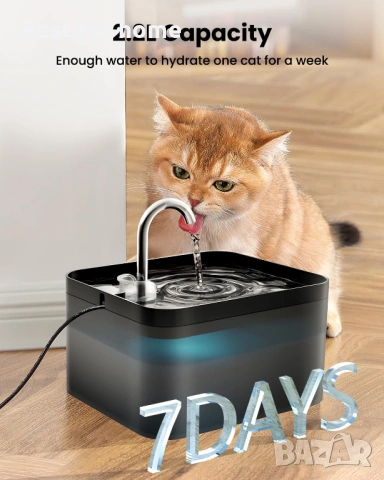 Автоматичен фонтан за котки и кучета – 2.2L капацитет, супер тих, дизайн „Чешма“ и 4-степенна филтра, снимка 2 - Други стоки за животни - 53275509