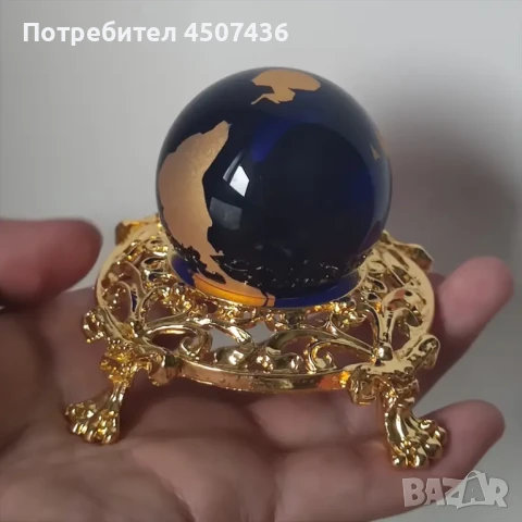 Кристален глобус Земя-глобус Земна сфера със стойка,Астрономически орнамент, снимка 2 - Декорация за дома - 51075693